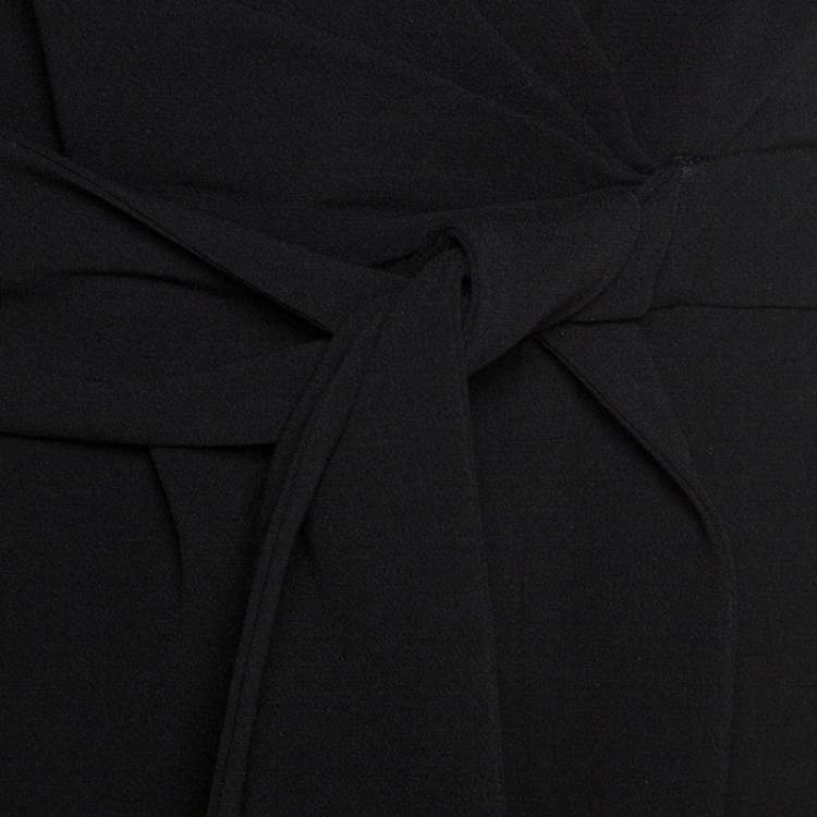 Pre Owned Diane Von Furstenberg Black Embellished Crepe Bella Dress L
