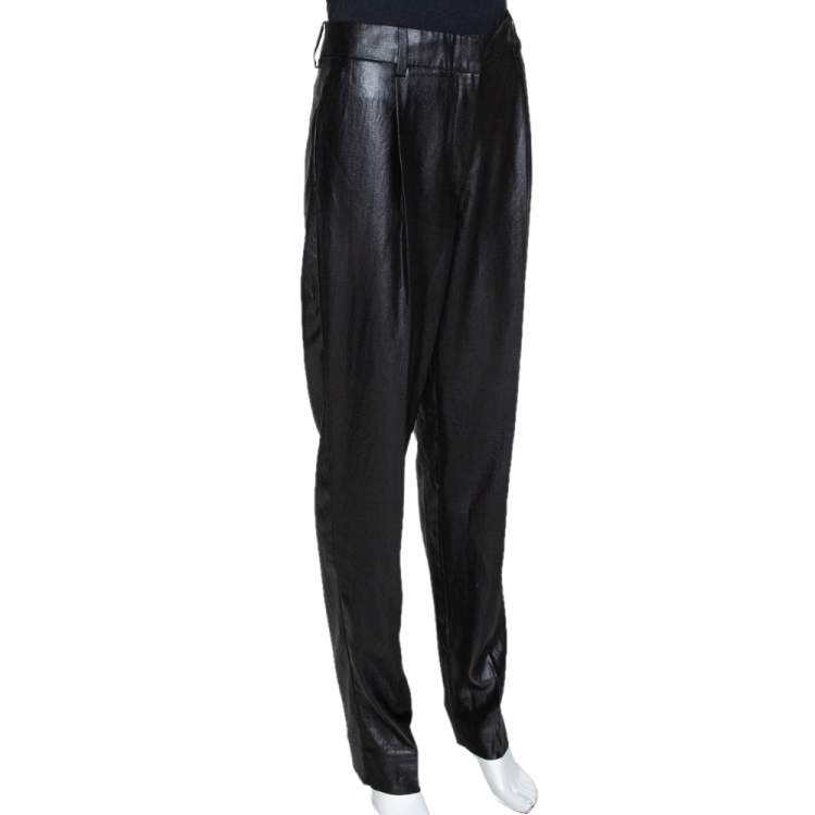 Pre Owned Diane von Furstenberg Black Naples New Lacquer Trousers M