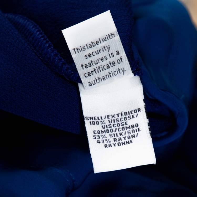 Pre Owned Diane von Furstenberg Blue Jersey Pleated Stevie Wrap Dress S