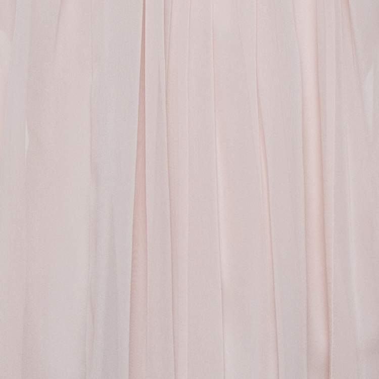 Pre Owned Diane Von Furstenberg Pale Pink Silk Fleurette Dress S