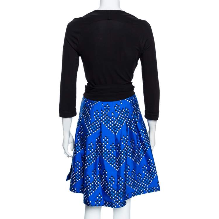 Pre Owned Diane von Furstenberg Multicolor Dotted Chevron Pattern Jewel Wrap Dress M