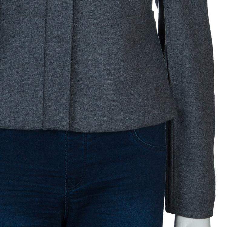 Pre Owned Diane von Furstenberg Grey Maya Peplum Wool Blazer L