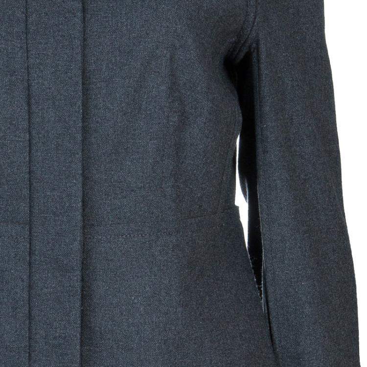 Pre Owned Diane von Furstenberg Grey Maya Peplum Wool Blazer L