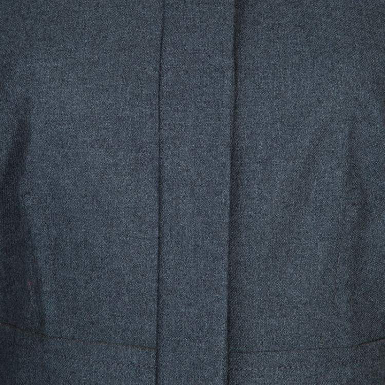 Pre Owned Diane von Furstenberg Grey Maya Peplum Wool Blazer L