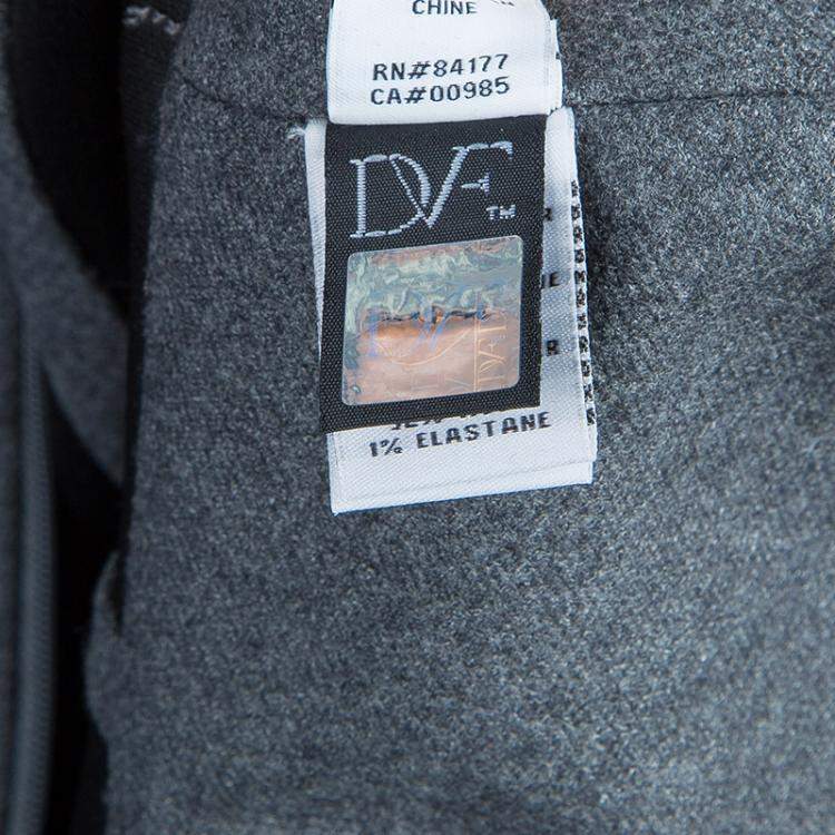 Pre Owned Diane von Furstenberg Grey Maya Peplum Wool Blazer L