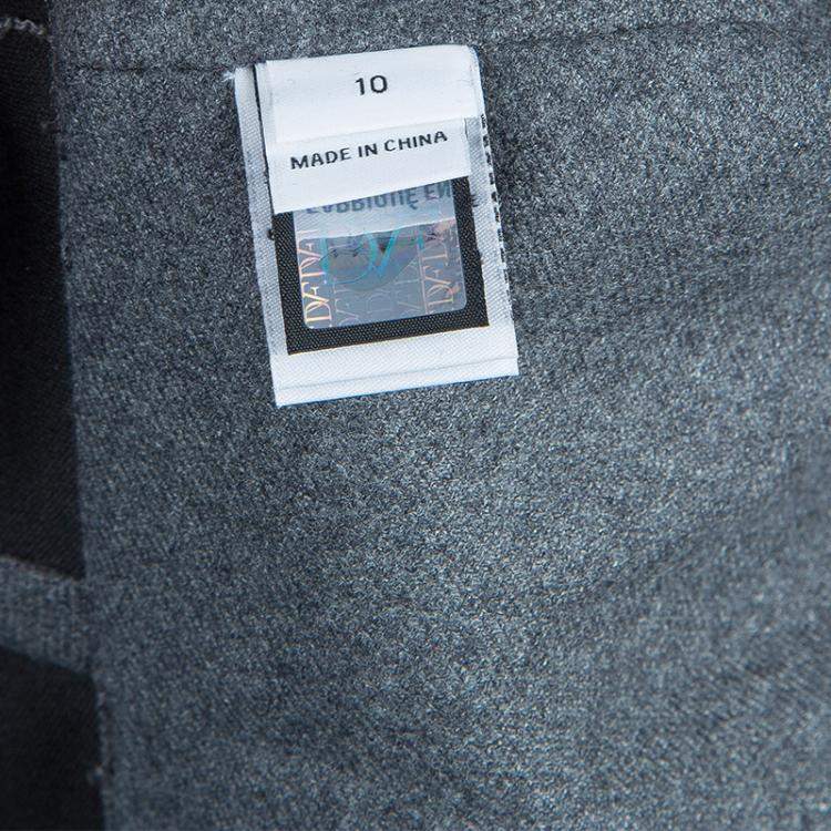 Pre Owned Diane von Furstenberg Grey Maya Peplum Wool Blazer L