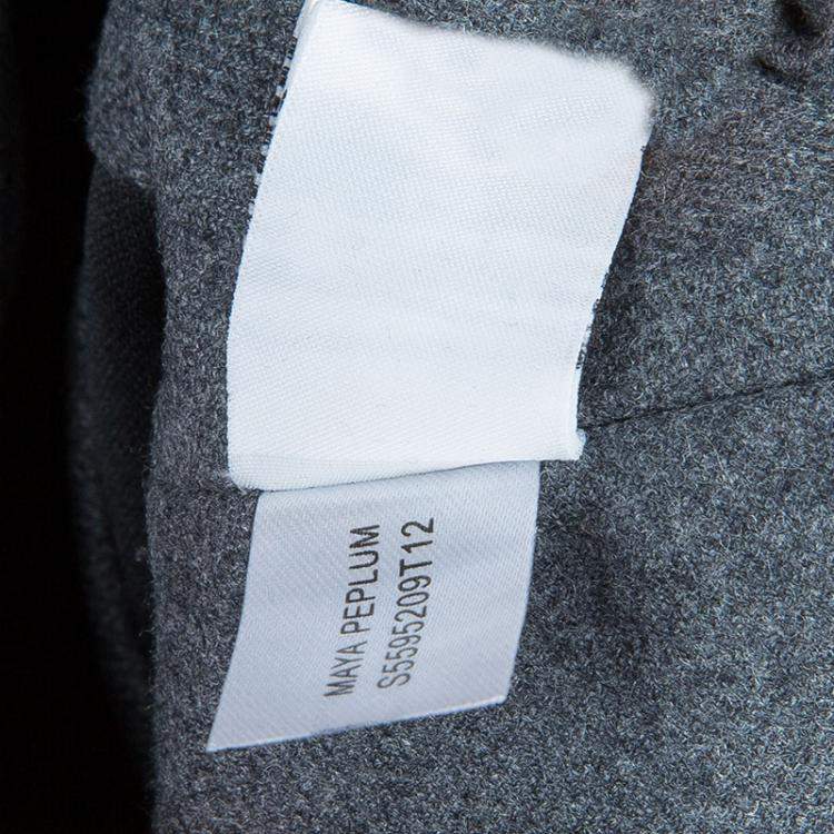 Pre Owned Diane von Furstenberg Grey Maya Peplum Wool Blazer L