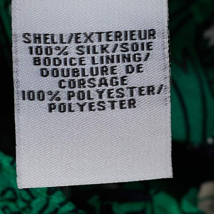 Pre Owned Diane von Furstenberg Green Printed Silk Chiffon Layla Shirt Dress L