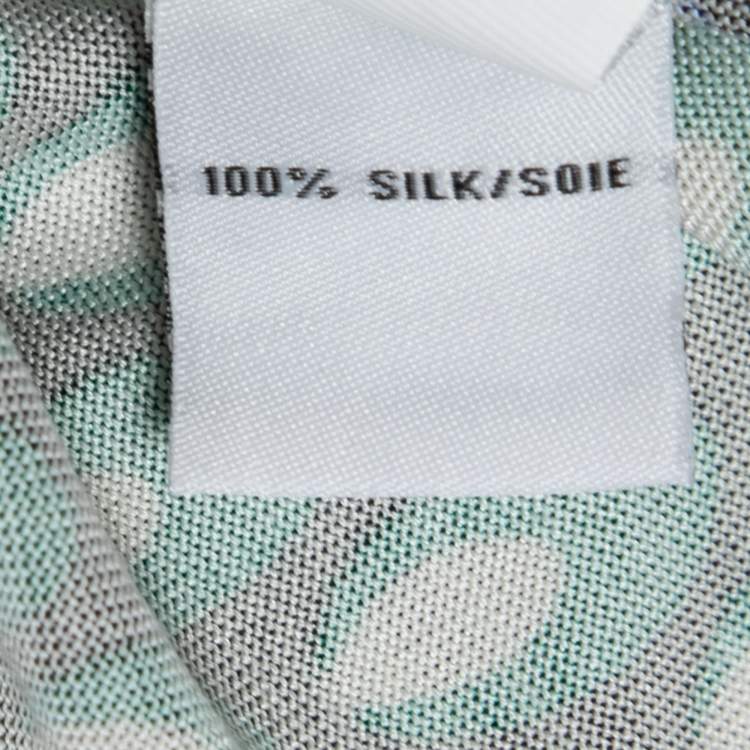 Pre Owned Diane von Furstenberg  Blue & Green Printed Stretch Silk Evita Midi Dress S