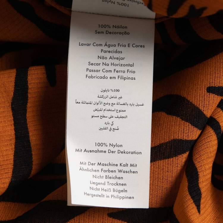 Pre Owned Diane Von Furstenberg Orange Printed Jersey Caspian Tigress Midi Skirt M