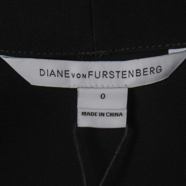 Pre Owned Diane Von Furstenberg Black Crepe Wrap Jumpsuit XS