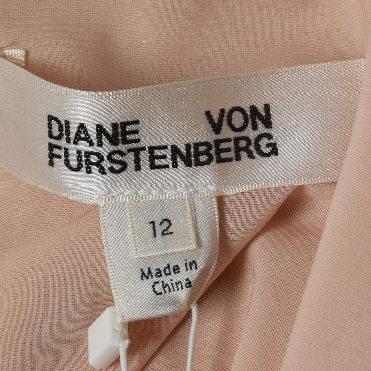 Pre Owned Diane Von Furstenberg Silver Sequined Midi Dress L