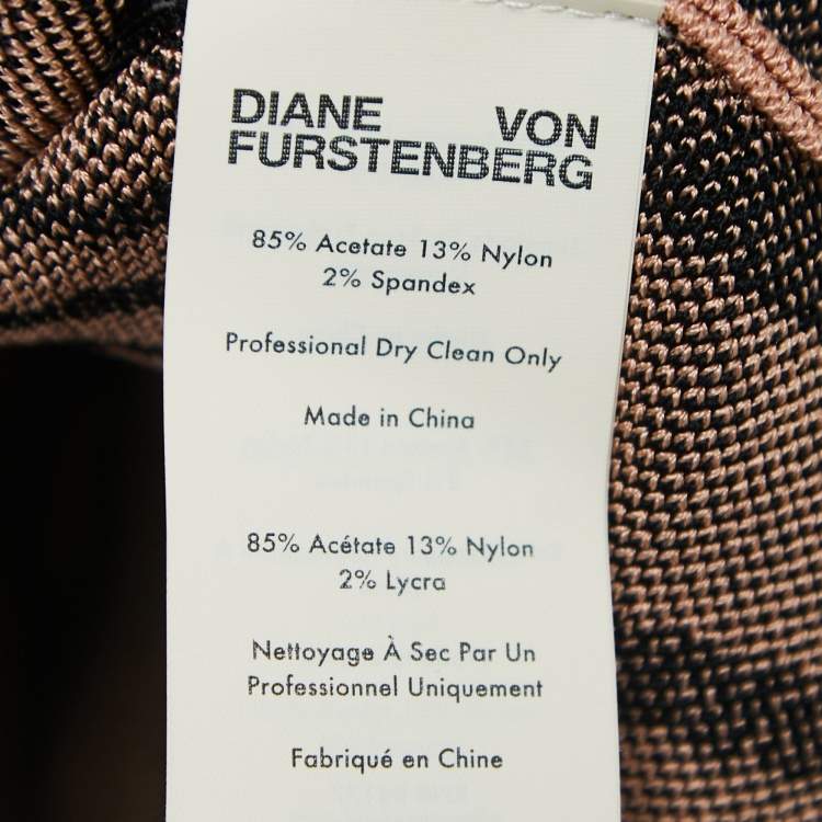 Pre Owned Diane Von Furstenberg Pink/Black Tiger Striped Knit Cardigan XL