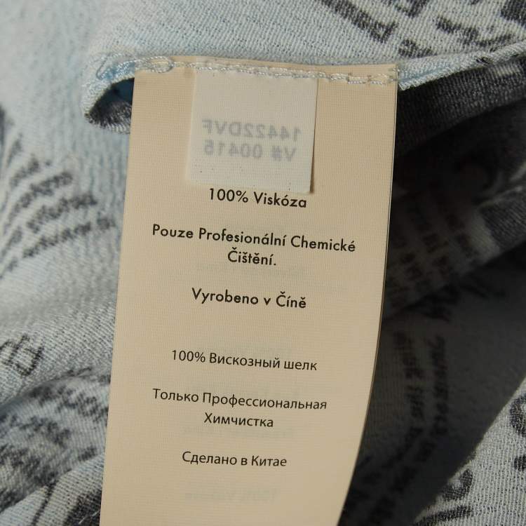 Pre Owned Diane Von Furstenberg Blue Newspaper Crepe Printed Wrap Dress S