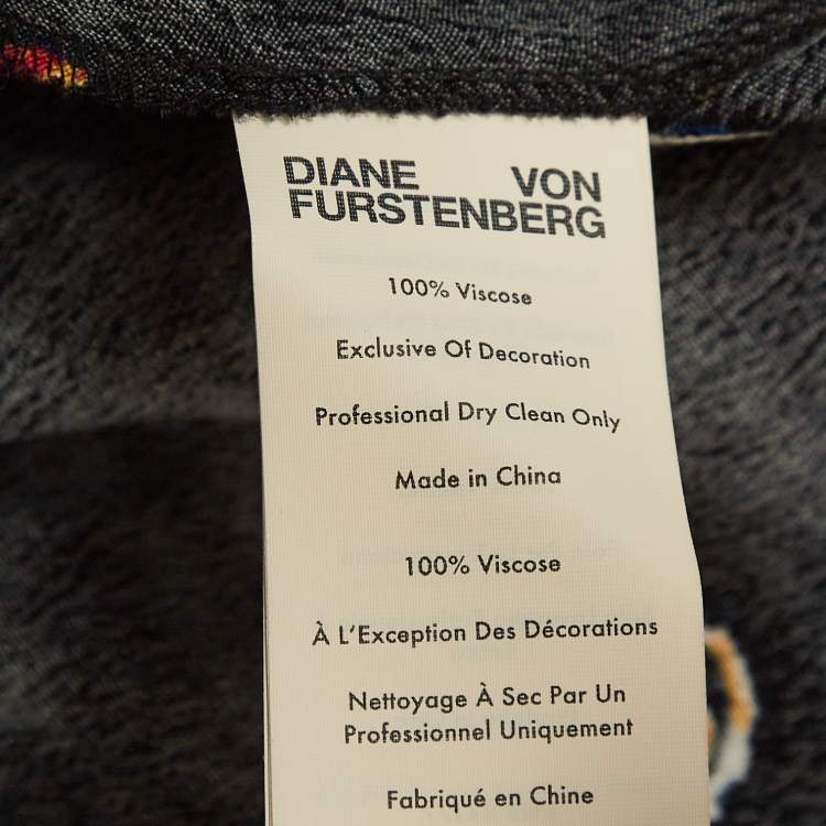 Pre Owned Diane Von Furstenberg Black Polka Dot Print Crepe Midi Skirt M