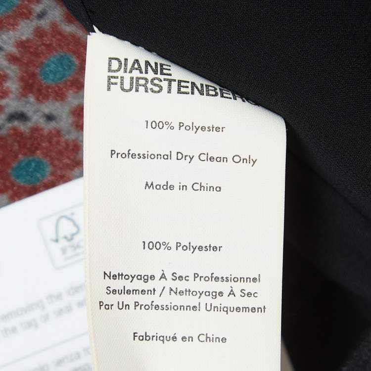 Pre Owned Diane Von Furstenberg Black/Multicolor Floral Printed Crepe Wrap Skirt M
