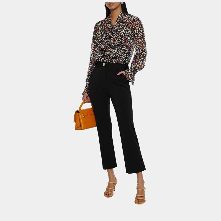 Pre Owned Diane Von Furstenberg Black Crepe Straight-Leg Pants M (US 8)