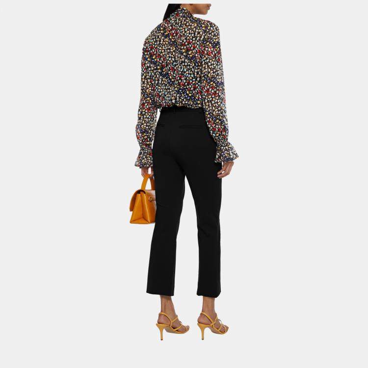 Pre Owned Diane Von Furstenberg Black Crepe Straight-Leg Pants M (US 8)