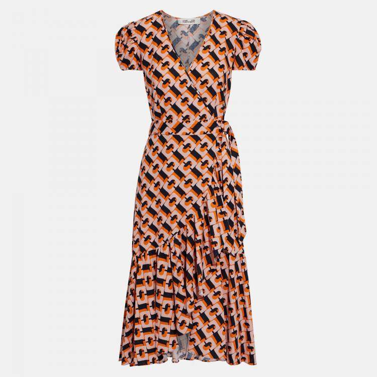 Pre Owned Diane Von Furstenberg Linen Midi Dress XS
