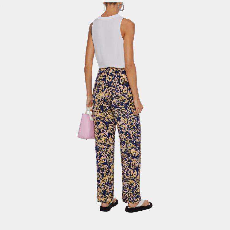 Pre Owned Diane Von Furstenberg Multicolor Printed Silk Wide Leg Pants XXL (US 12)