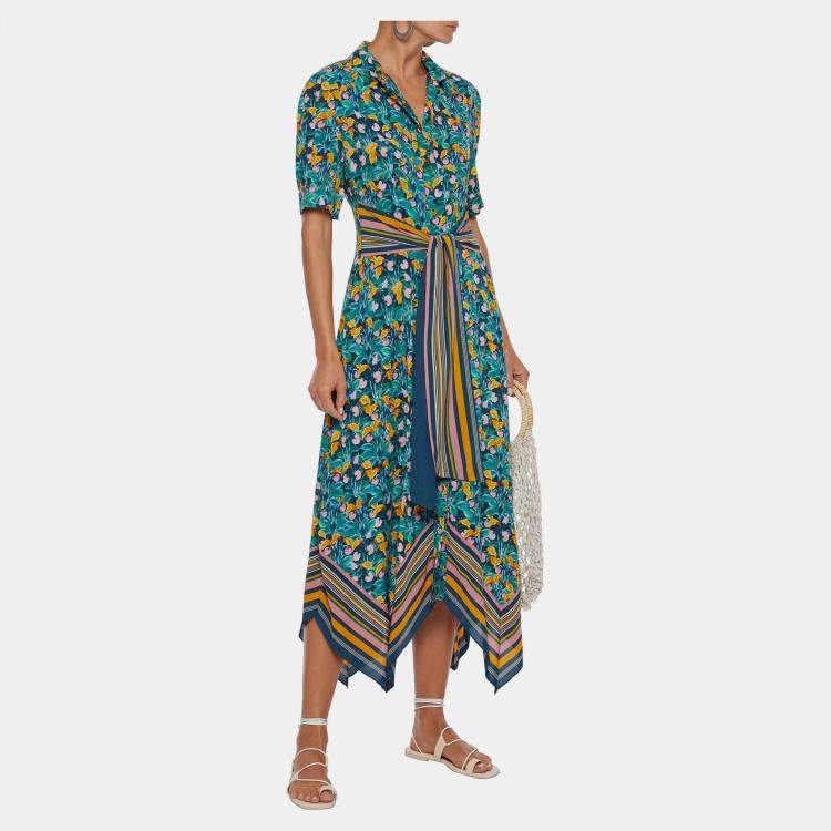Pre Owned Diane Von Furstenberg Viscose Midi Dress XL
