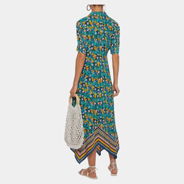 Pre Owned Diane Von Furstenberg Viscose Midi Dress XL