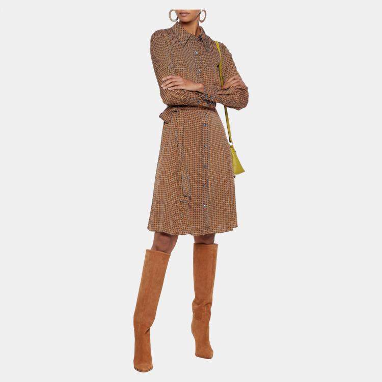 Pre Owned Diane Von Furstenberg Silk Knee Length Dress M