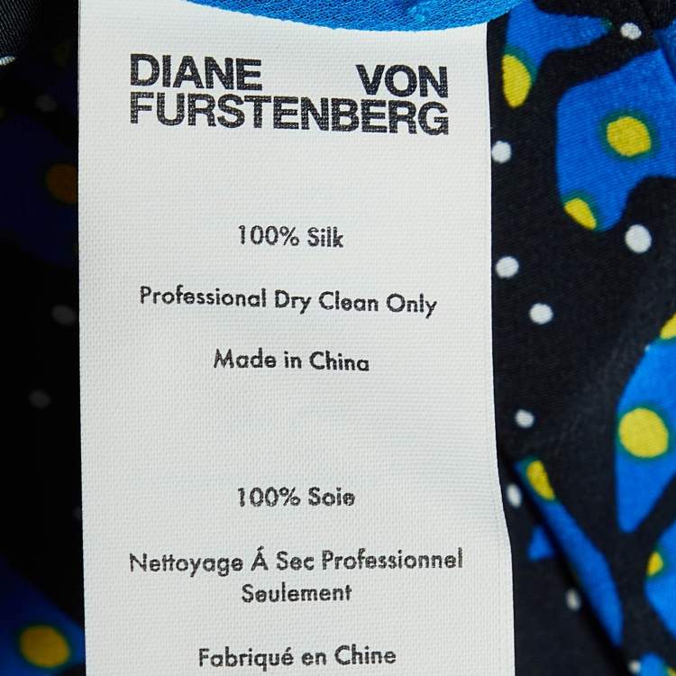 Pre Owned Diane Von Furstenberg Callow Black Printed Silk Halter Neck Jumpsuit M