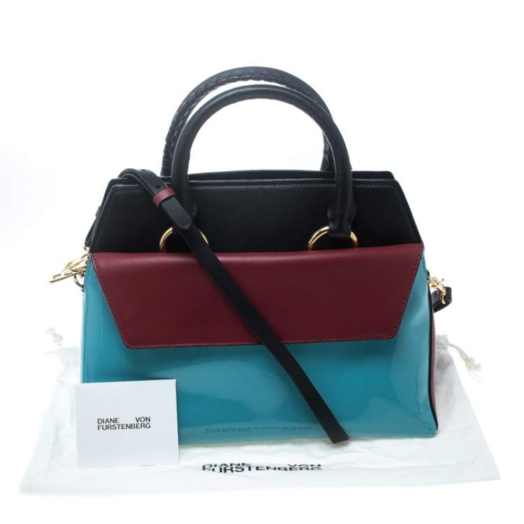 Pre Owned Diane Von Furstenberg Multicolor Leather Small Front Flap Satchel 