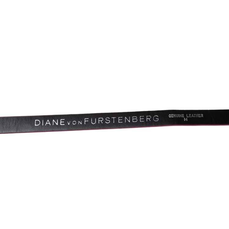 Pre Owned Diane Von Furstenberg Fuchsia Python Haley Double Wrap Belt Medium