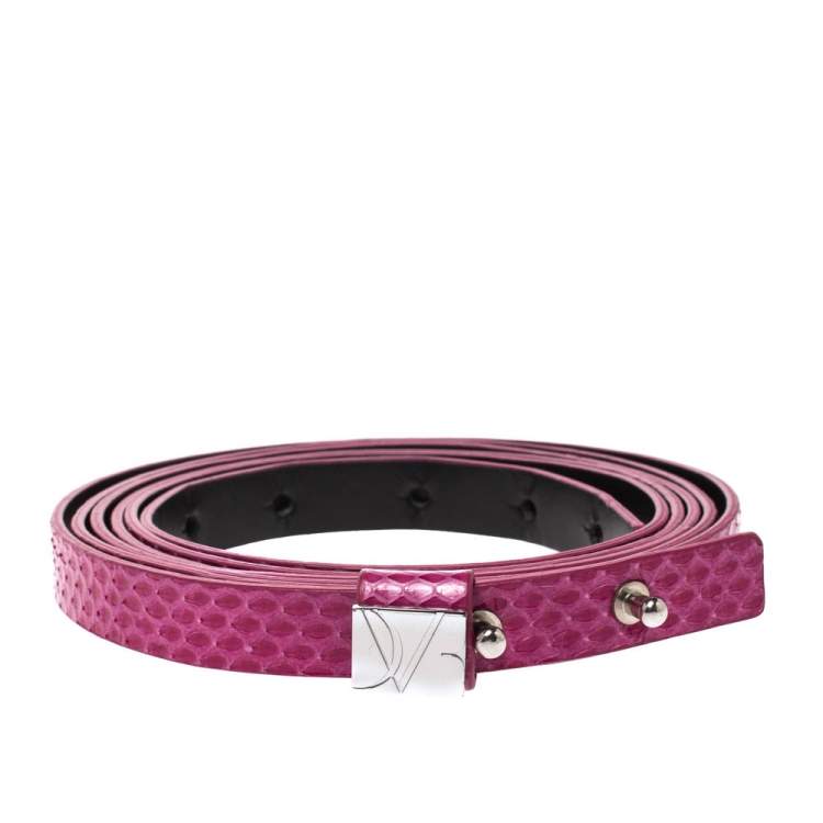 Pre Owned Diane Von Furstenberg Fuchsia Python Haley Double Wrap Belt Medium