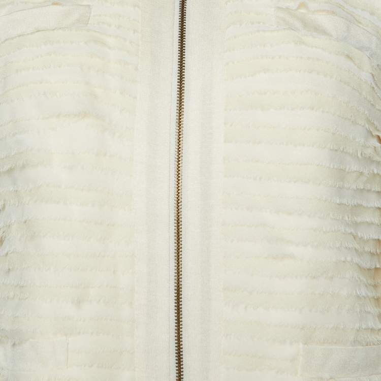 Pre Owned Diane Von Furstenberg Beige Silk Roccoco Armour Jacket S