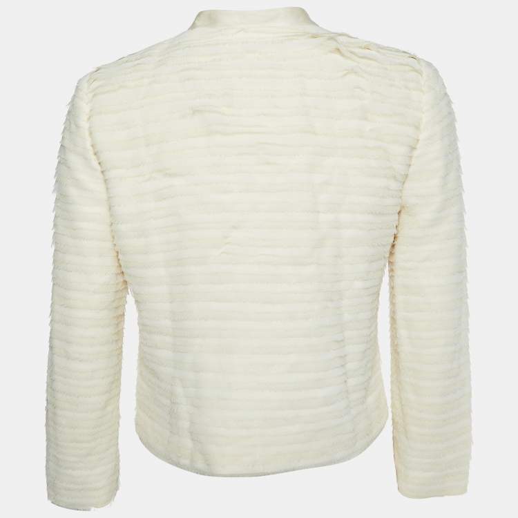 Pre Owned Diane Von Furstenberg Beige Silk Roccoco Armour Jacket S