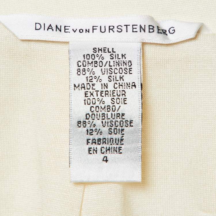 Pre Owned Diane Von Furstenberg Beige Silk Roccoco Armour Jacket S