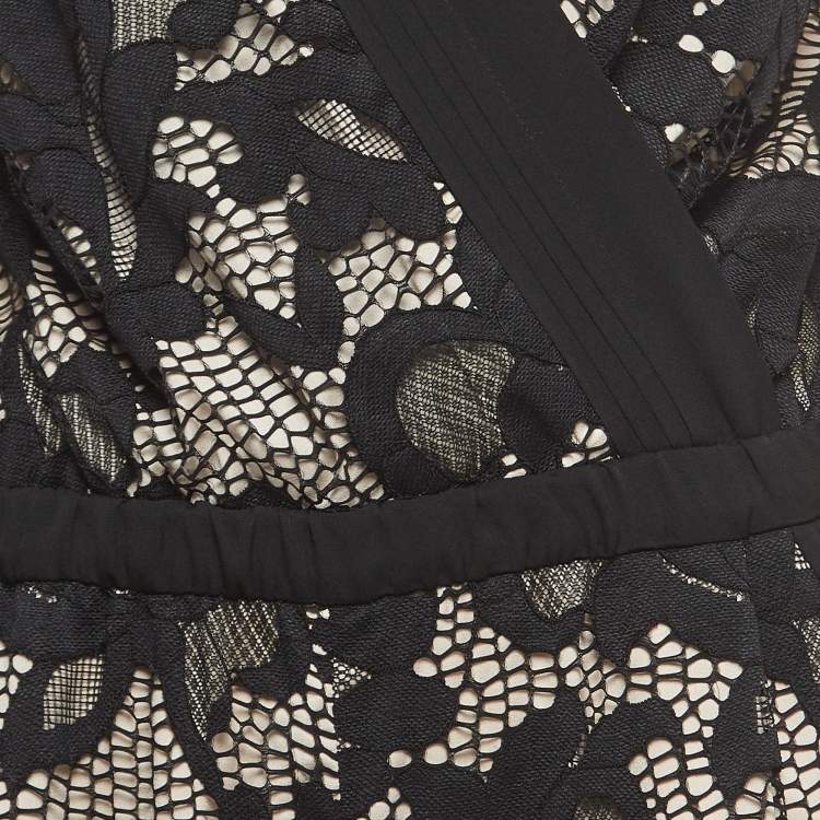 Pre Owned Diane Von Furstenberg Black Guipure Lace Jumpsuit M