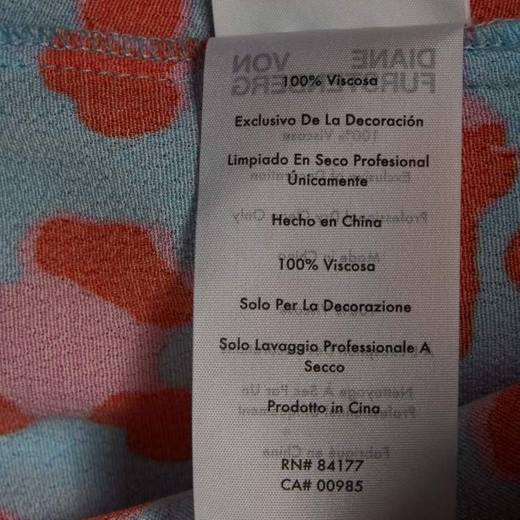 Pre Owned Diane Von Furstenberg Blue Printed Crepe Wrap Dress S