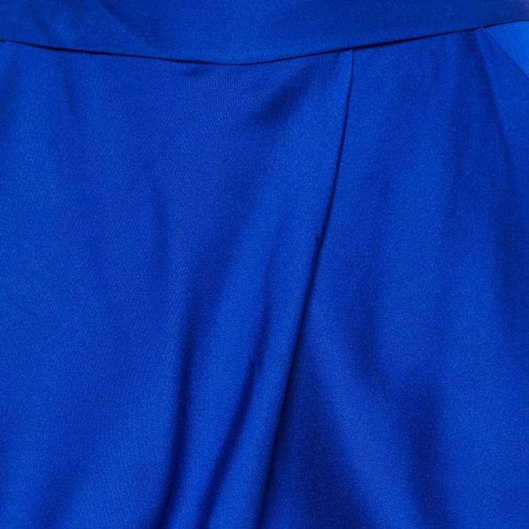 Pre Owned Diane Von Furstenberg Royal Blue Silk Waist Bow Detail Pegged Pants S