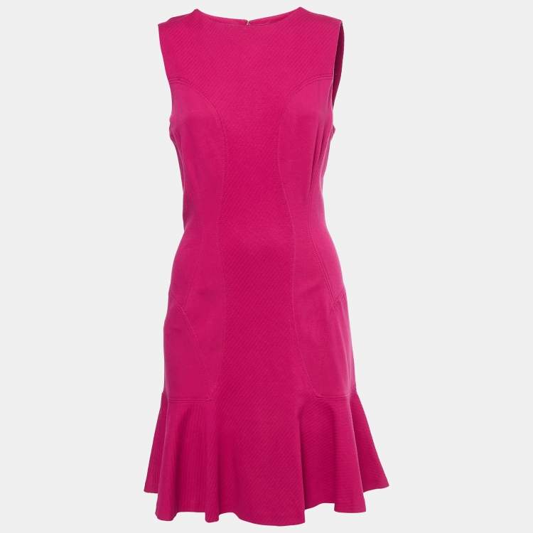 Pre Owned Diane Von Furstenberg Pink Textured Jersey Jaelyn Dress M