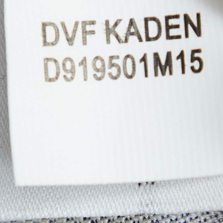 Pre Owned Diane Von Furstenberg Blue Printed Jersey Kaden Dress M