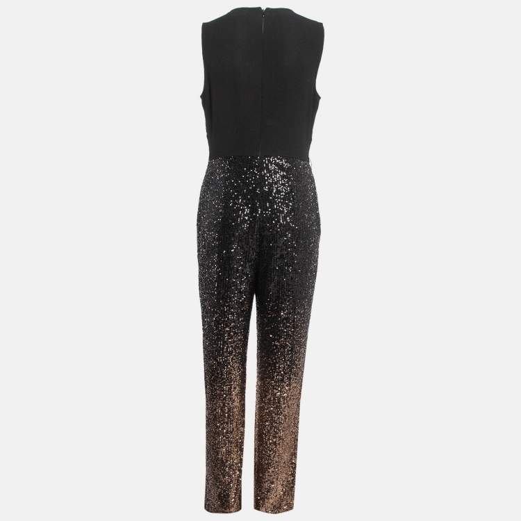 Pre Owned Diane Von Furstenberg Black Sequin Embellished Eryn Jumpsuit M