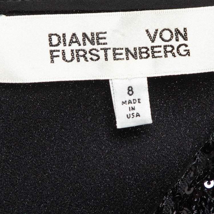 Pre Owned Diane Von Furstenberg Black Sequin Embellished Eryn Jumpsuit M