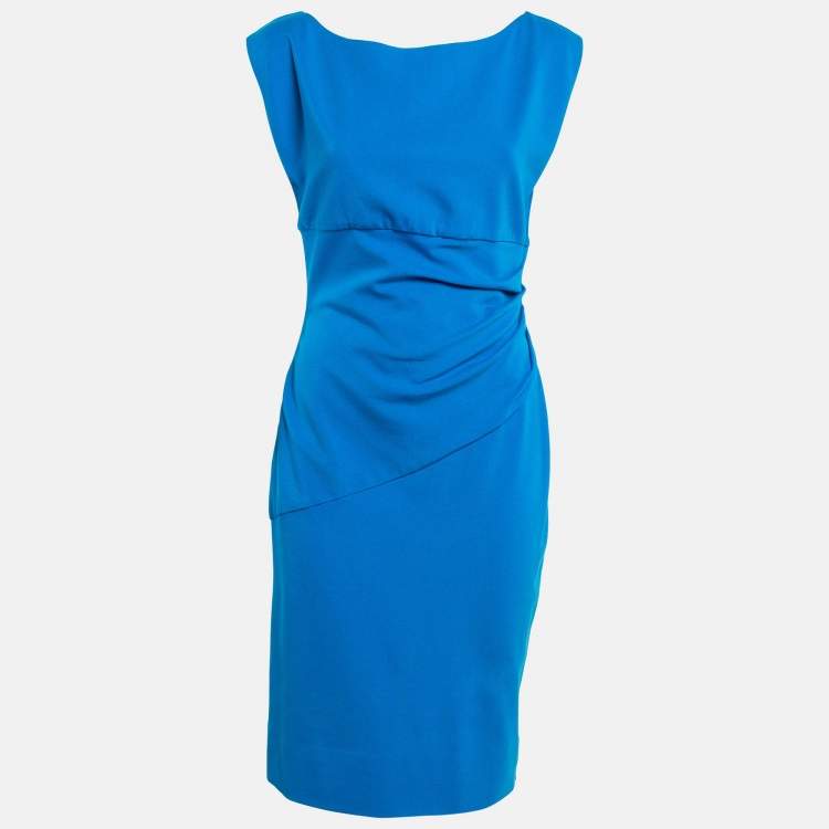 Pre Owned Diane Von Furstenberg Blue Jersey Sleeveless Jori Dress L