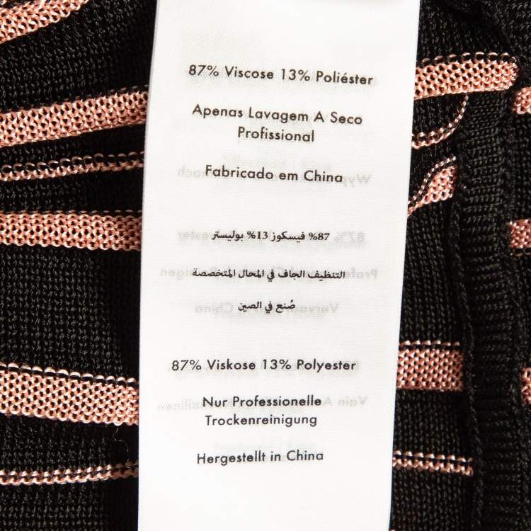 Pre Owned Diane Von Furstenberg Black/Pink Stretch Knit Edeline Wrap Dress S