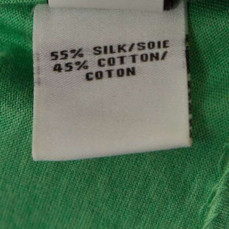 Pre Owned Diane Von Furstenberg Green Silk & Cotton Knit Wrap Dress XS