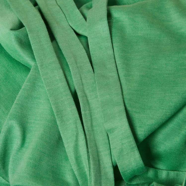 Pre Owned Diane Von Furstenberg Green Silk & Cotton Knit Wrap Dress XS
