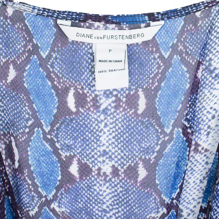 Pre Owned Diane Von Furstenberg Snakeskin Printed Silk Tamarindo Kaftan Tunic XS