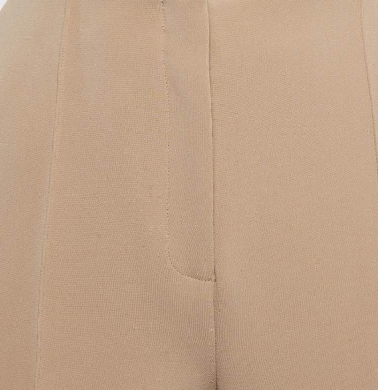 Pre Owned Diane Von Furstenberg Tan Brown Stretch Crepe High-Rise Trousers M