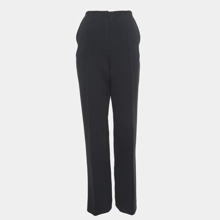 Pre Owned Diane Von Furstenberg Black Stretch Crepe High-Rise Trousers M