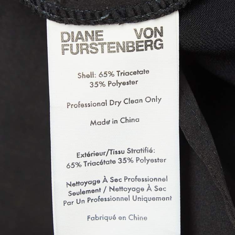 Pre Owned Diane Von Furstenberg Black Stretch Crepe High-Rise Trousers M