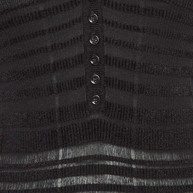 Pre Owned Diane Von Furstenberg Black Patterned Knit Sweater Top M